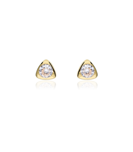 PENDIENTES "TRIGLY" ORO 18K Y CIRCONITA 4MM