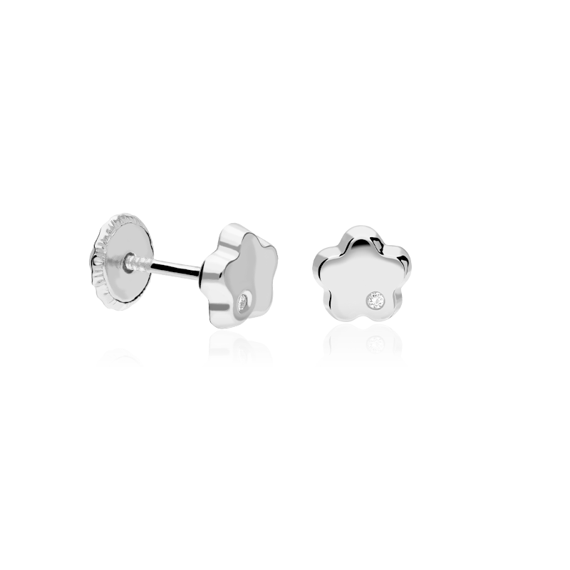 Pendientes Oro blanco 18k y diamantes 0.01cts "Dafne"