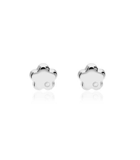 Pendientes Oro blanco 18k y diamantes 0.01cts "Dafne"