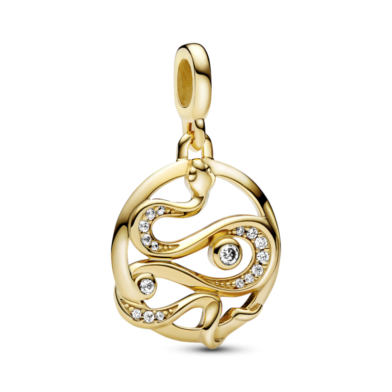 CHARM PANDORA MEDALLON SERPIENTE BAÑO ORO PAVE 762301C01