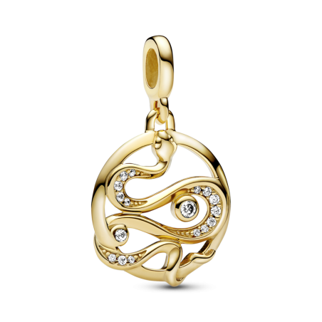 CHARM PANDORA MEDALLON SERPIENTE BAÑO ORO PAVE 762301C01