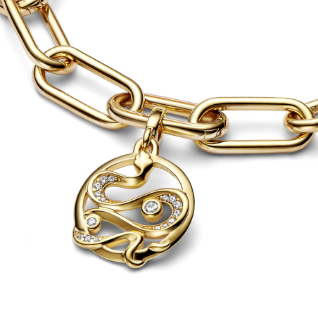 CHARM PANDORA MEDALLON SERPIENTE BAÑO ORO PAVE 762301C01