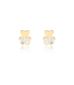 PENDIENTES "WHITE BEAR" ORO 18K Y NÁCAR