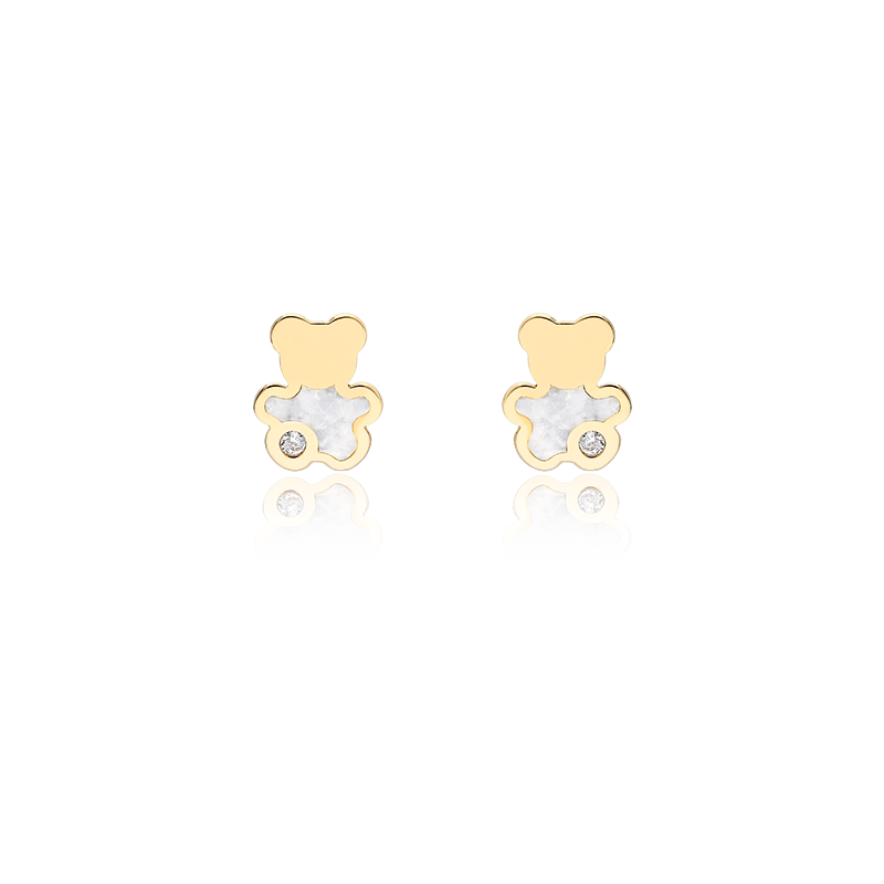 PENDIENTES "WHITE BEAR" ORO 18K Y NÁCAR