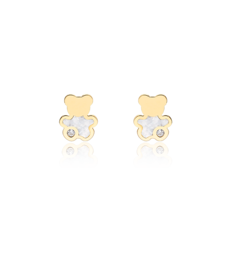 PENDIENTES "WHITE BEAR" ORO 18K Y NÁCAR