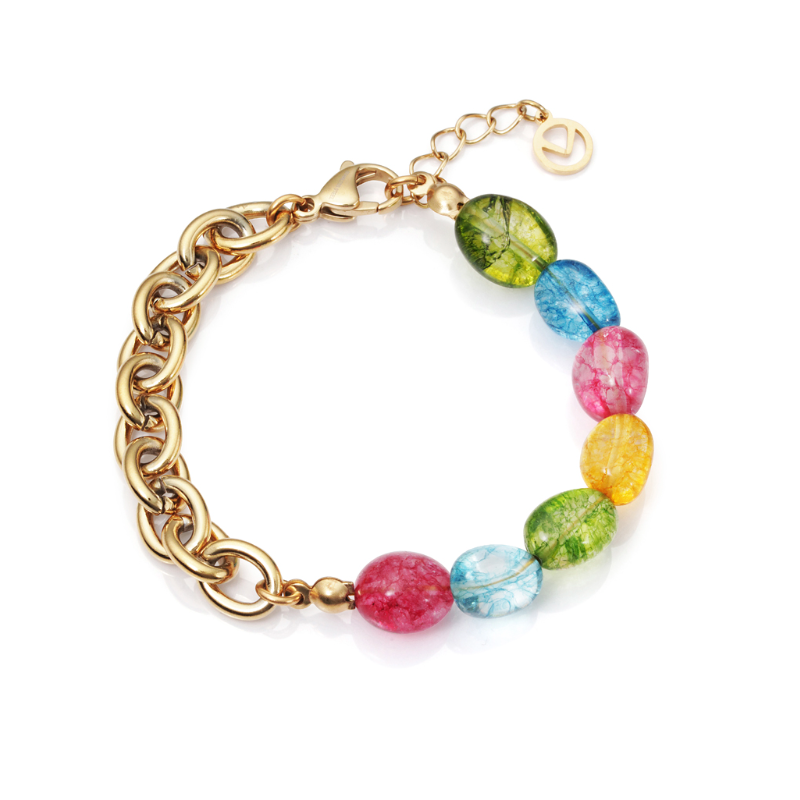 PULSERA VICEROY CHIC ACERO IP DORADO BOLAS COLORES MUJER 1391P01019