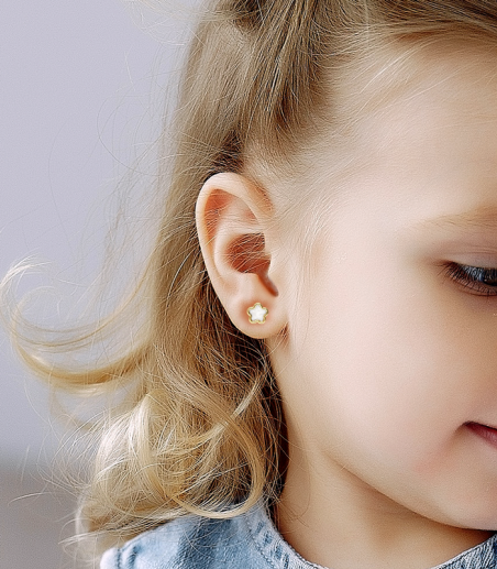 Pendientes "Fleur" de oro amarillo y nácar