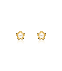 Pendientes Flor con Perla cultivada y Oro 18k.