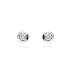 Pendientes "Gallery" Chatón Oro Blanco 18k y Circonitas
