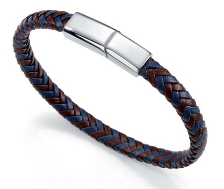 PULSERA VICEROY HOMBRE ACERO PIEL TRENZADA AZUL Y MARRON 6373P09013