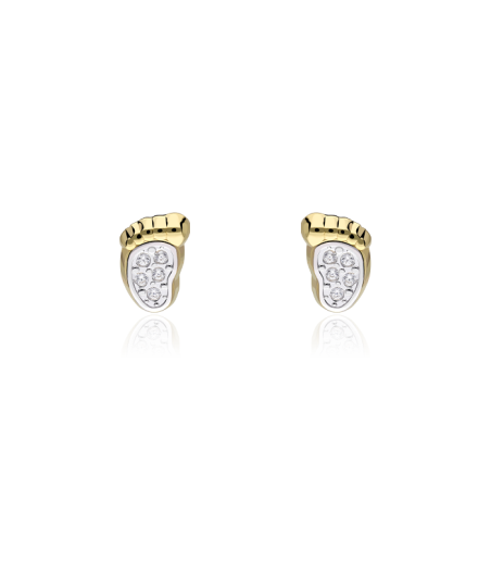 Pendientes "Piececitos" Oro 18k y circonitas