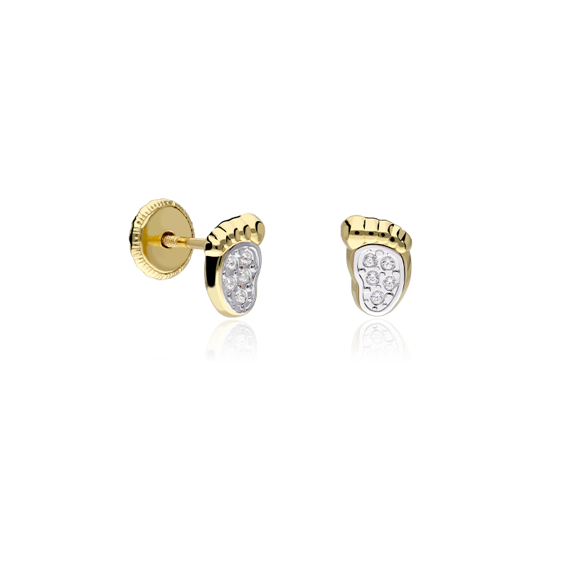 Pendientes "Piececitos" Oro 18k y circonitas