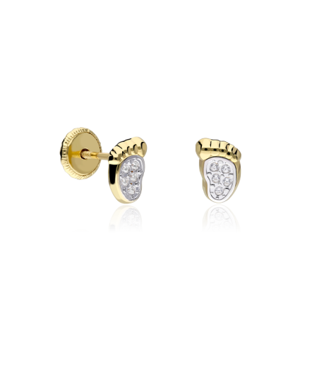 Pendientes "Piececitos" Oro 18k y circonitas