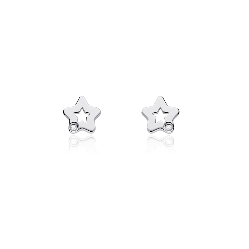 Pendientes Oro blanco 18k y diamantes 0.01cts "Pirlanta"