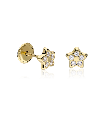 Pendientes bebé Oro 18k estrella y circonitas