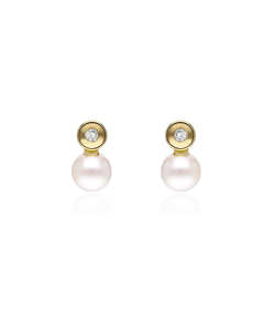 PENDIENTES "ALFIL" ORO 18K Y PERLAS CULTIVADAS 8MM