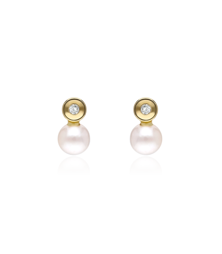 PENDIENTES "ALFIL" ORO 18K Y PERLAS CULTIVADAS 8MM