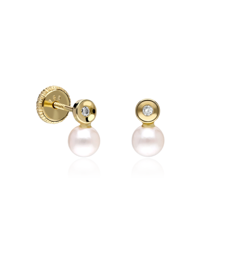 PENDIENTES "ALFIL" ORO 18K Y PERLAS CULTIVADAS 8MM