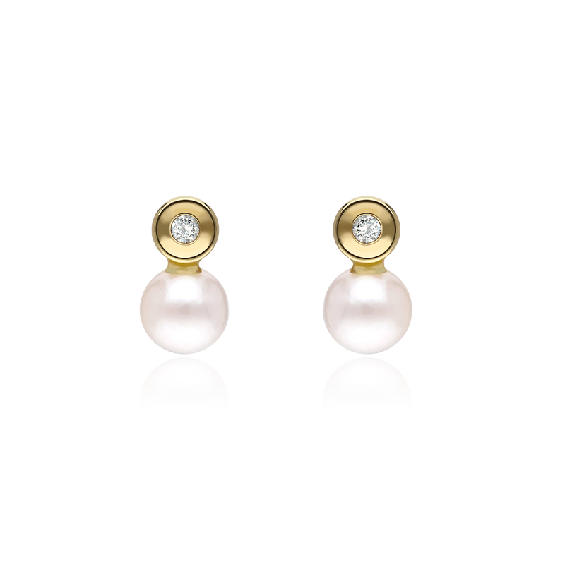 PENDIENTES "ALFIL" ORO 18K Y PERLAS CULTIVADAS 9.8MM