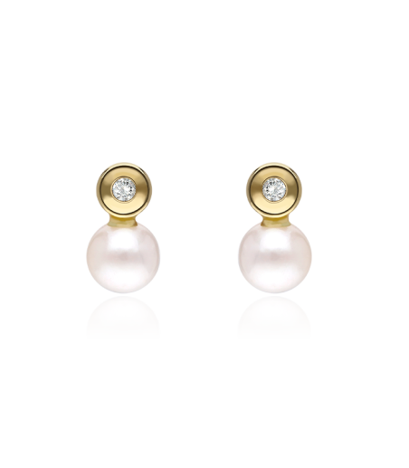 PENDIENTES "ALFIL" ORO 18K Y PERLAS CULTIVADAS 9.8MM