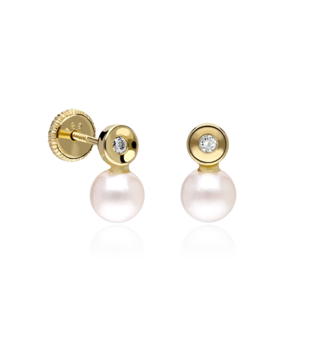 PENDIENTES "ALFIL" ORO 18K Y PERLAS CULTIVADAS 9.8MM