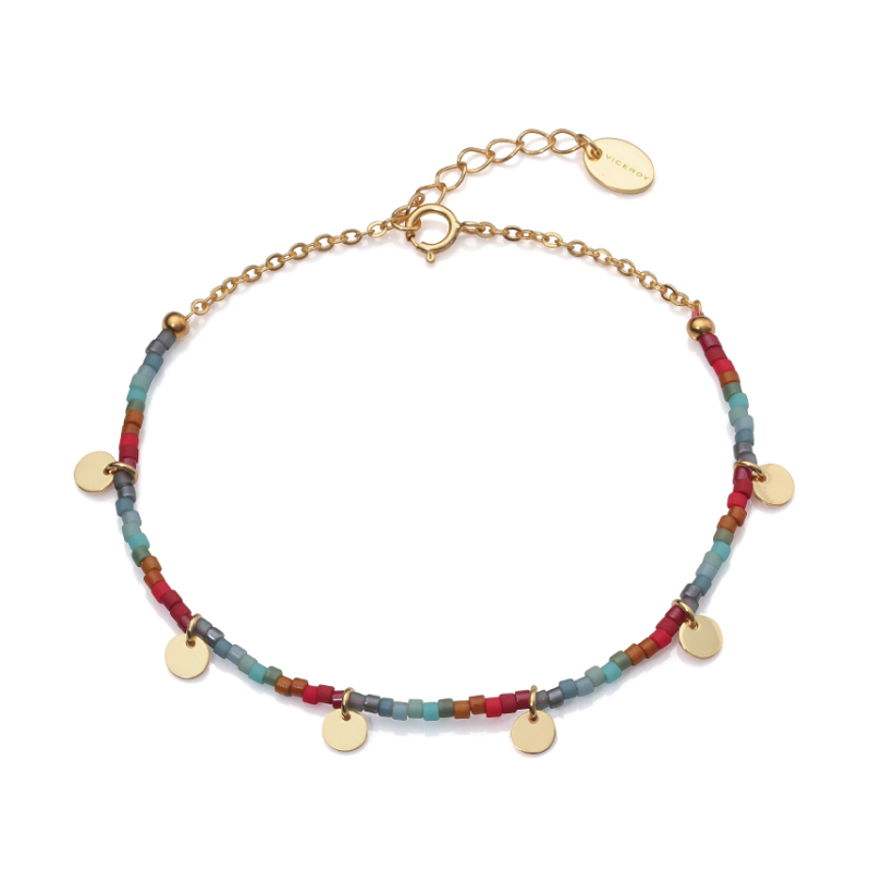 Collana Viceroy Trend 13007C100-59 – Argento 925 Con Placcatura Oro Rosa, Dischi Pendenti E Zirconi Colorati, 42+3 Cm