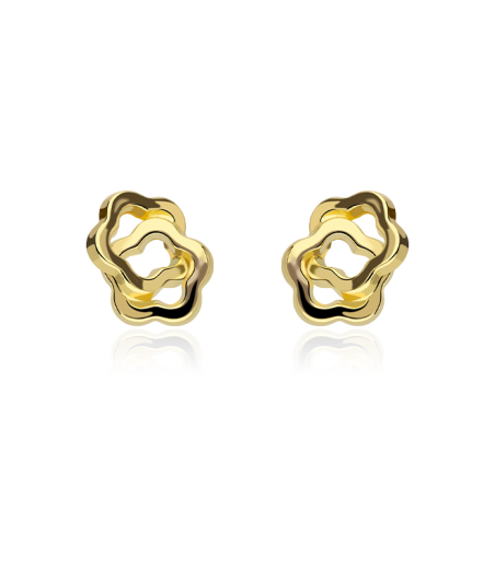 Pendientes Oro Flores Enlazadas 18k