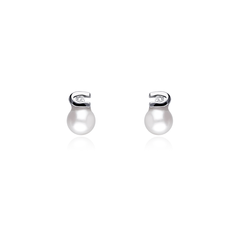 Pendientes oro 18k, perlas y diamantes 0.012cts "Diama"
