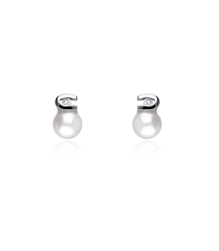 Pendientes oro 18k, perlas y diamantes 0.012cts "Diama"