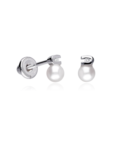 Pendientes oro 18k, perlas y diamantes 0.012cts "Diama"