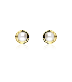Pendientes perlas Oro 18k tallado