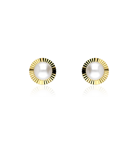 Pendientes perlas Oro 18k tallado