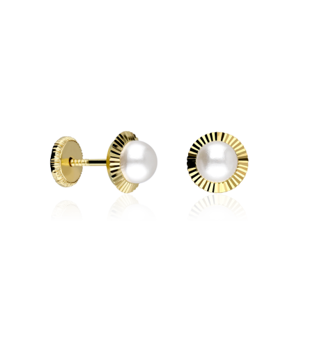 Pendientes perlas Oro 18k tallado