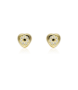 Pendientes niña corazón oro 18k