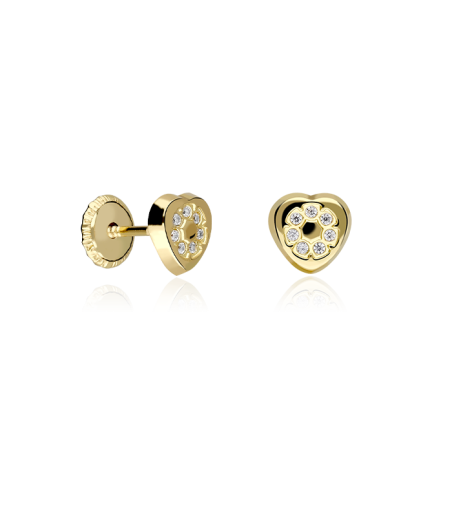 Pendientes niña corazón oro 18k