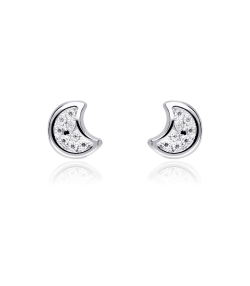 Pendientes oro blanco 18k Luna