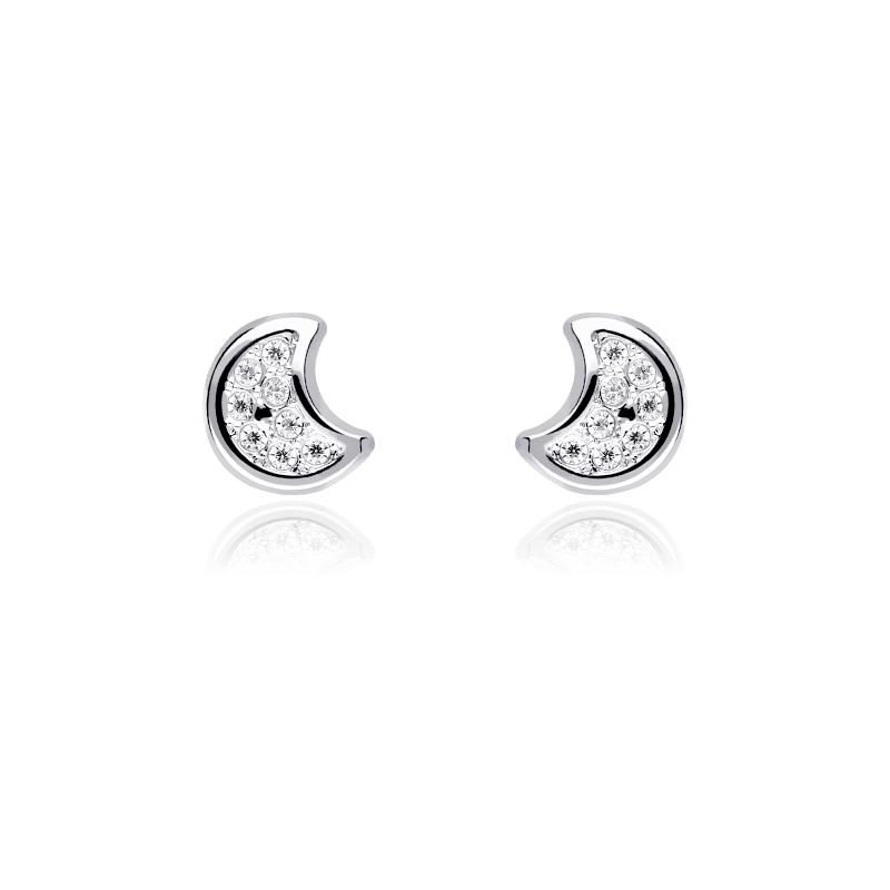 Pendientes oro blanco 18k Luna