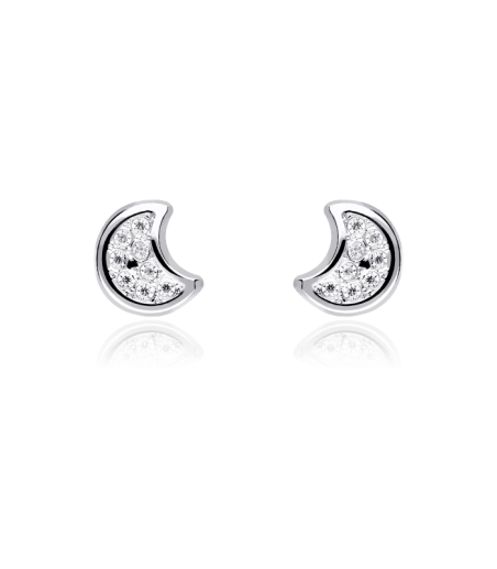 Pendientes oro blanco 18k Luna