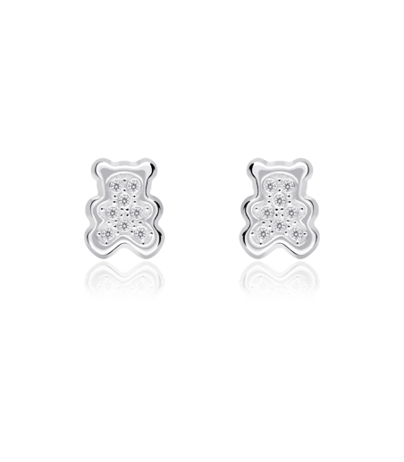 Pendientes "Baby Bear" Osito Oro Blanco 18k