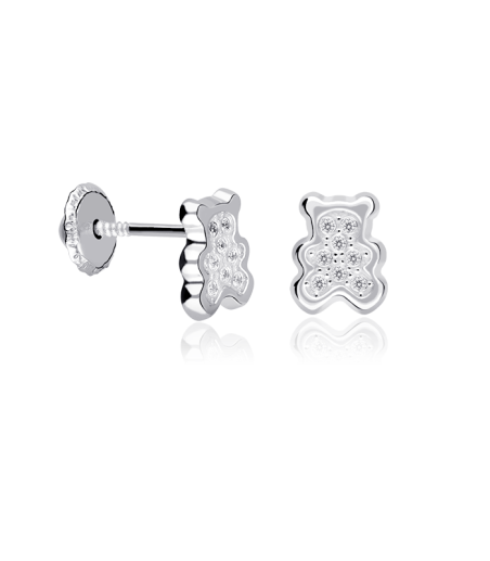 Pendientes "Baby Bear" Osito Oro Blanco 18k