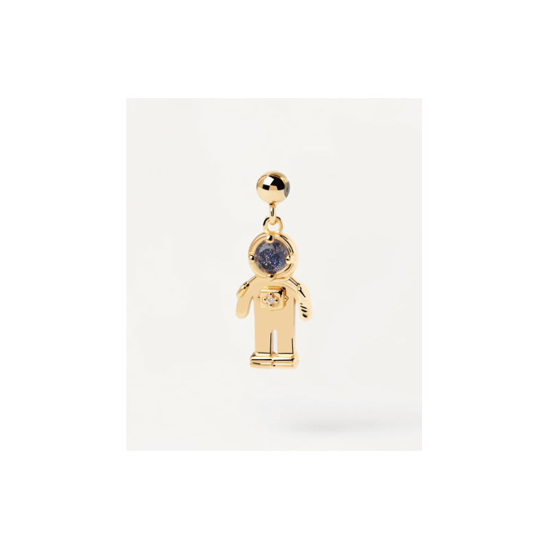 CHARM ASTRONAUTA DE PLATA CON BAÑO DE ORO Y PIEDRA AZUL CH01-018-U