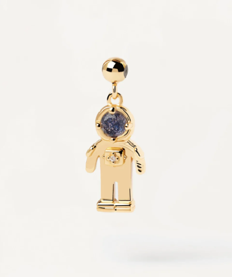 CHARM ASTRONAUTA DE PLATA CON BAÑO DE ORO Y PIEDRA AZUL CH01-018-U