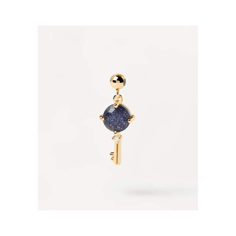 CHARM LLAVE DE PLATA CON BAÑO DE ORO Y PIEDRA AZUL CH01-025-U