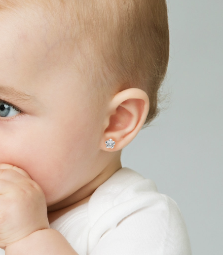 Pendientes Oro blanco 18k y Circonitas "Maggi" 5mm