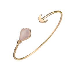 PULSERA AGATHA PARIS RIGIDA DORADA CUARZO ROSA BY SARA CARBONERO 2451031-307-TU