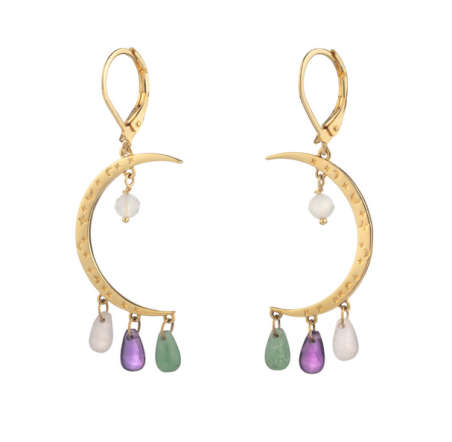 PENDIENTES AGATHA PARIS SARA CARBONERO BAÑO ORO LUNAS 2351507-157-TU