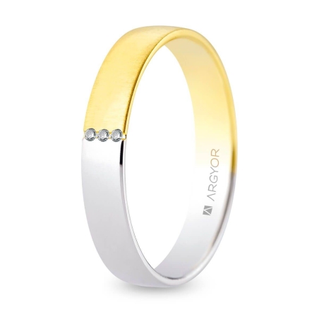 Alianza bicolor oro amarillo / oro blanco con diamantes