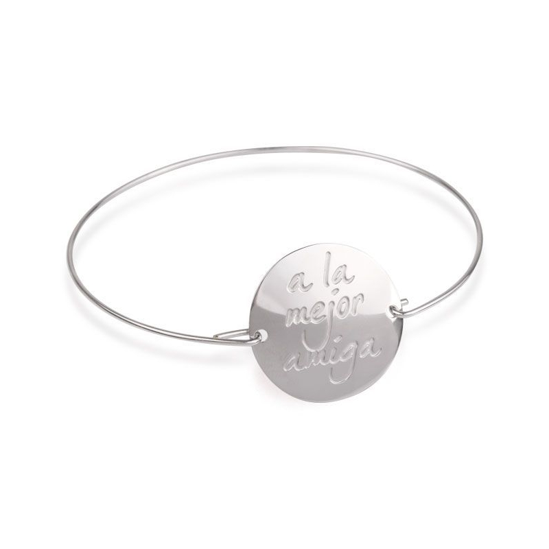 Pulsera de plata rígida "a la mejor amiga"