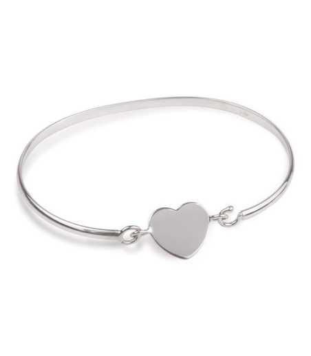 Pulsera de Plata Rígida "Corazón"