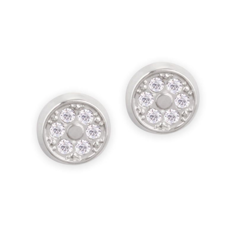 Pendientes oro blanco redondos